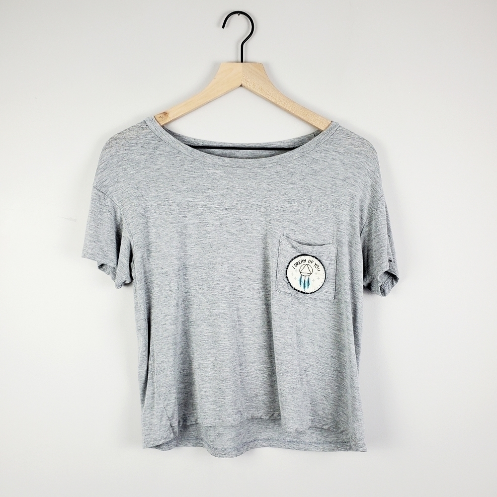 American Eagle Gray Pocket Graphic Tee XS